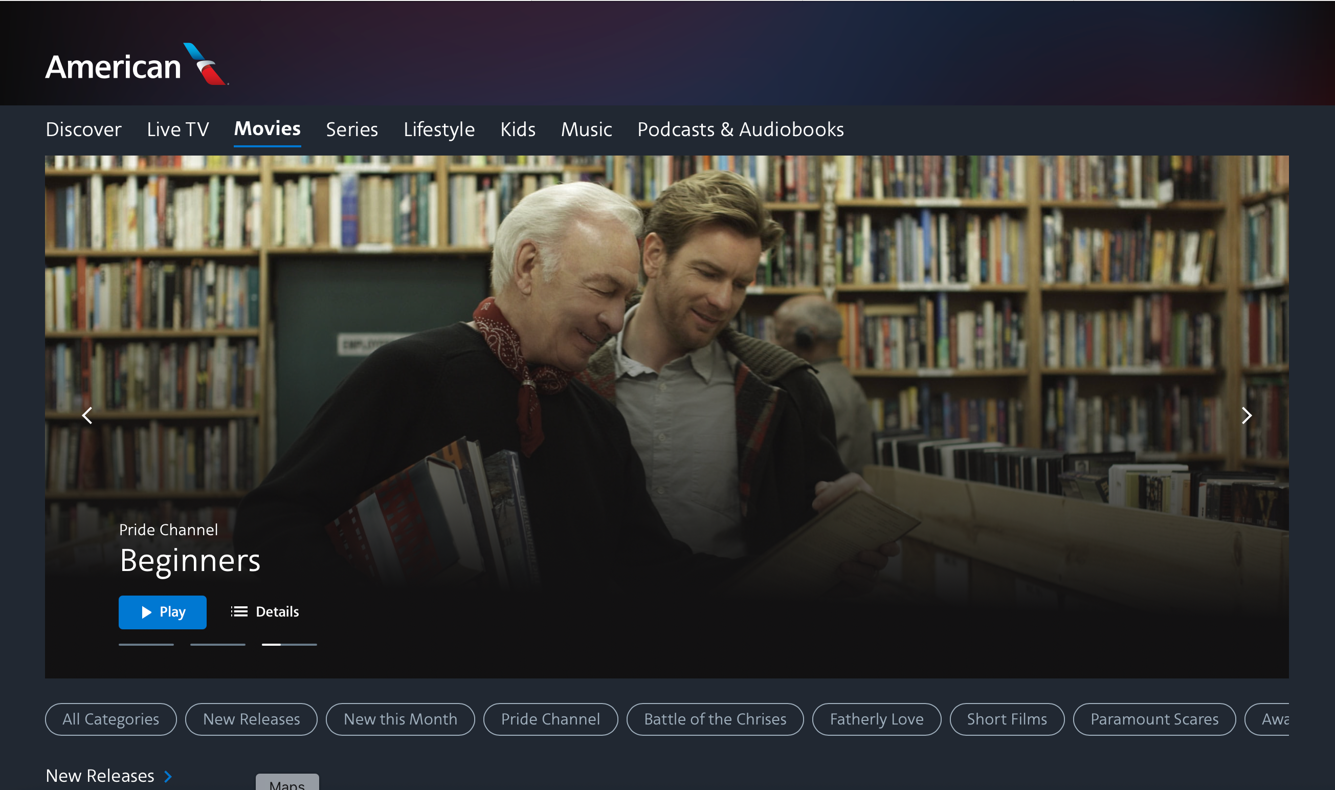 American Airlines movie selections.